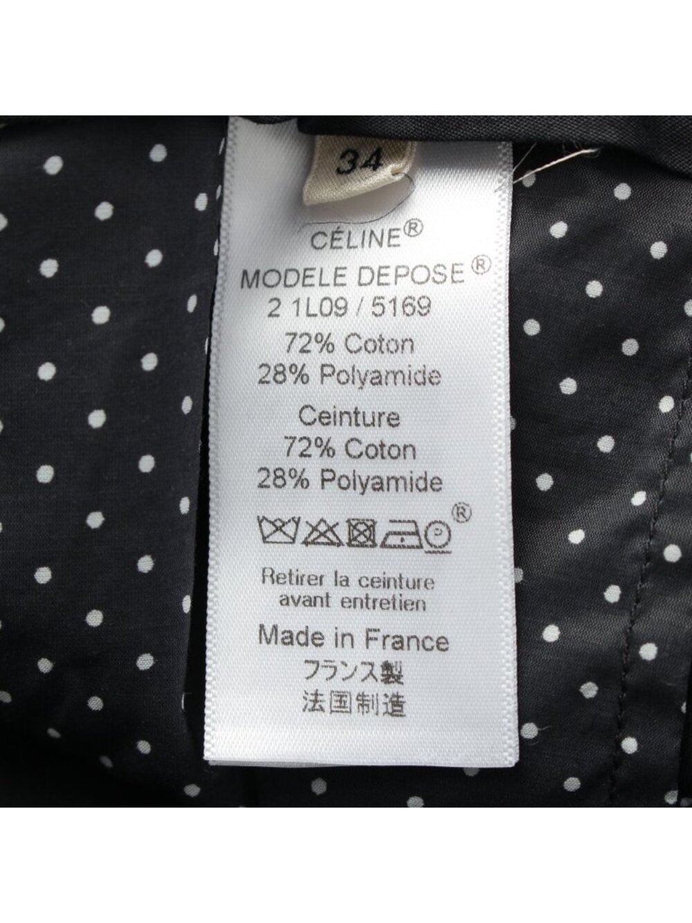 Celine Phoebe Philo Era Dot Pattern Transparent Pleated Pants with Belt 2 Black - Picture 9 of 10